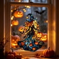 thumbnail image 6 of Liamobondopolis Stained Glass Style Witch Acrylic Hanging Ornament with Pumpkin Bat Pattern for Halloween Window Door Wall Decor 7.87 In, 6 of 8