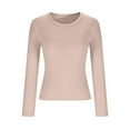 thumbnail image 4 of Plebaso Women's Long Sleeve T-Shirts Crew Neck Basic Tee Tops for Women Solid Color Casual Undershirts, 4 of 5