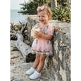 thumbnail image 6 of BemeyourBBs Baby Girls First Birthday Outfit 1st Birthday Party Dress Newborn Fairy Tulle Tutu Romper Dress Fly Sleeve Floral Embroidery Bodysuit Princess Party Cake Smash Dresses Headband, 6 of 9