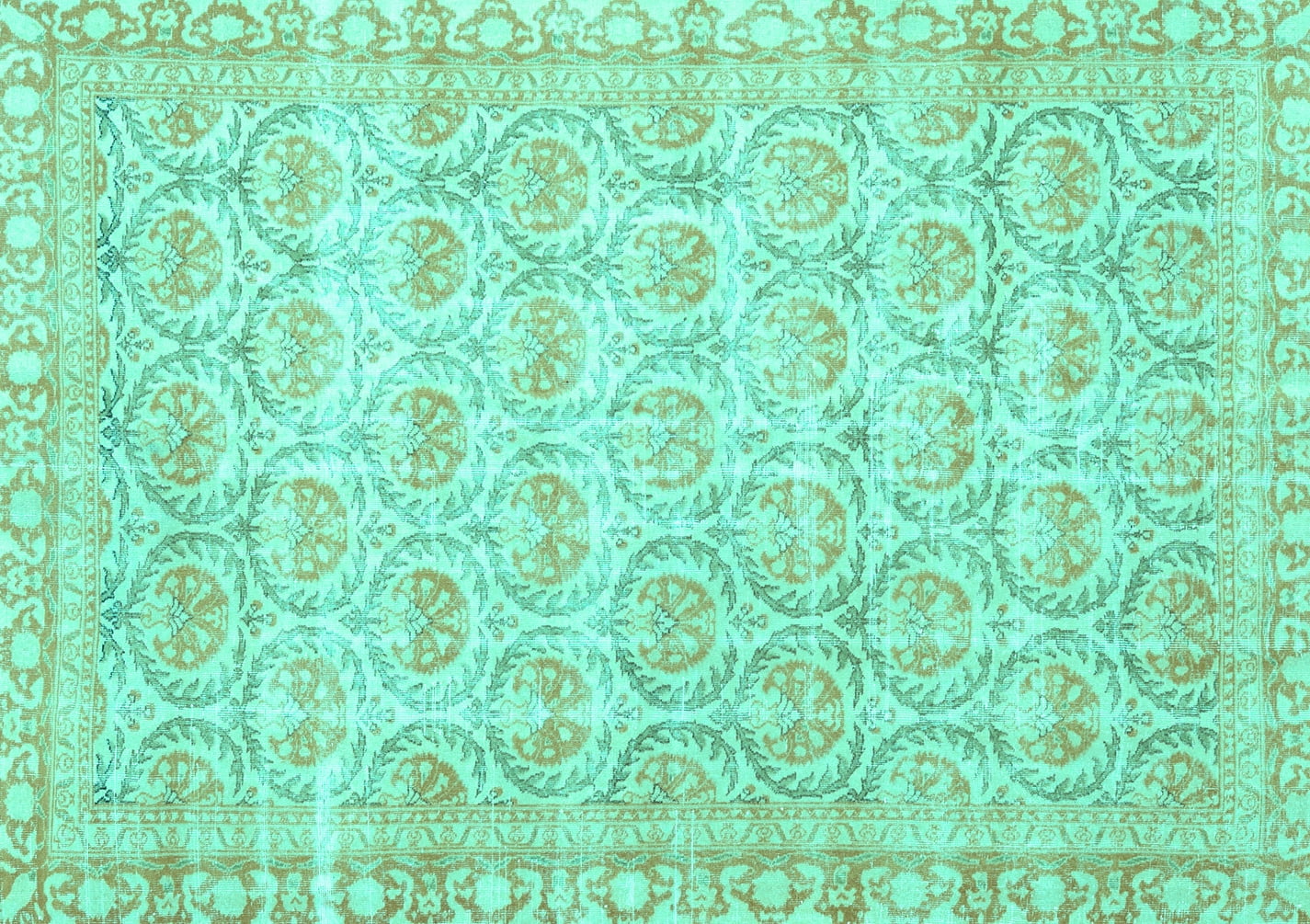 Ahgly Company Indoor Rectangle Persian Turquoise Blue Traditional Area