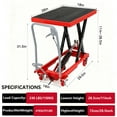 thumbnail image 2 of GARVEE Hydraulic Lift Table Cart 330 lbs Manual Single Scissor Lift Table with 4 Wheels and Non-Slip Pad for Material Handling and Transportation,Red, 2 of 8