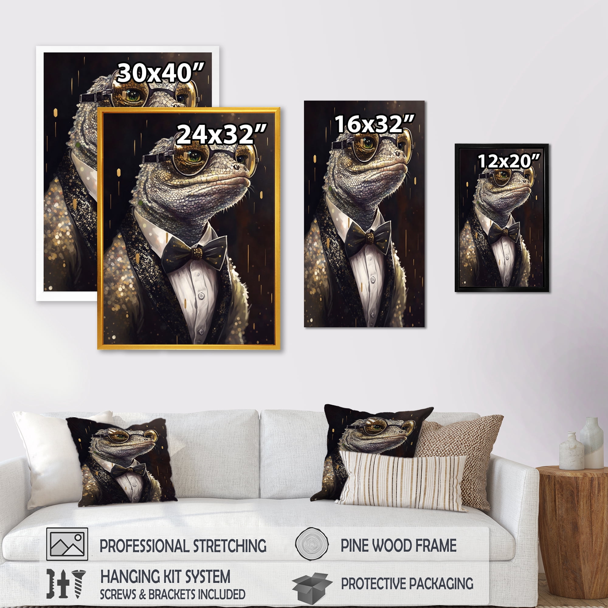 Designart Disco Style Tuxedo Reptile II Canvas Wall Art