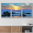 thumbnail image 2 of wall26 Framed Canvas Print Wall Art Set Blue &amp; Orange Sunset on Rocky Beach Shore Nature Wilderness Photography Realism Rustic Scenic Colorful Ultra for Living Room, Bedroom, Office - 24"x36, 2 of 5