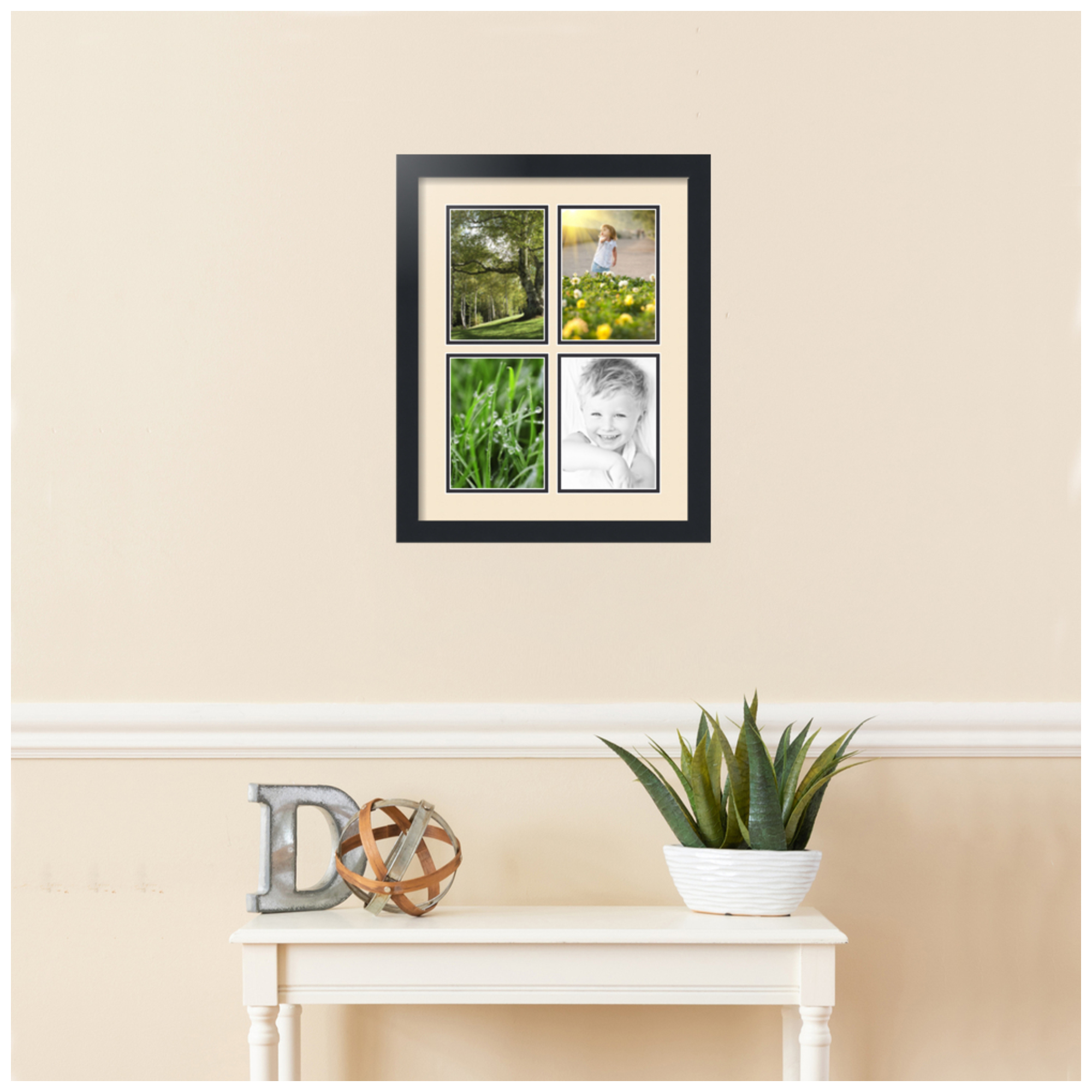ArtToFrames Collage Picture Frame – 4 Openings For 5x7 Photos – Satin Black 3 – 15x19 Wood MDF