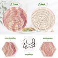 thumbnail image 4 of Yayeee 6 PCS Drink Coasters with Holder Set Woven Absorbent Round Tabletop Hot Pad, Soft Brown Pattern, 4 of 7