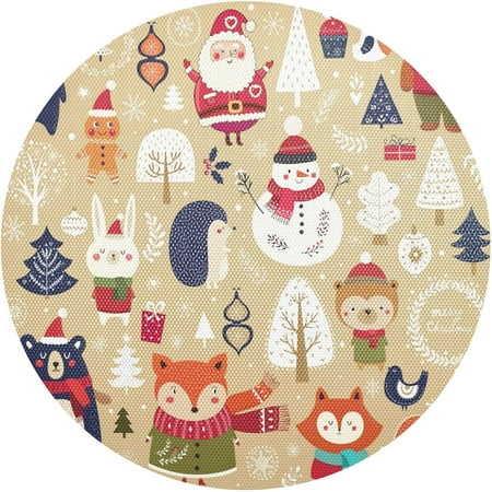 

Coolnut Christmas Cute Animals Placemats 1Pcs Holidays PVC Weave Place Mats Table Mats Non-Slip Easy to Clean for Home Kitchen BBQ Party Table Decor 15.4×15.4in