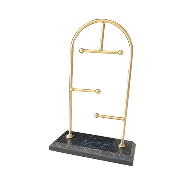 Soporte para presentación de joyería, estante de almacenamiento para pulseras, organizador ligero de hierro para Scrunchie Dorado con base negra