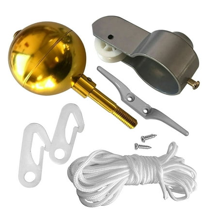 

Round Shape Gold Ball Cleat Clip Screws Yard Flagpole Accessories Kit Garden