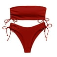 thumbnail image 2 of Traje de baño de 2 piezas para mujer, trajes de baño para mujer, traje de baño de bikini liso sin espalda con vendaje para mujer, conjunto de ropa de playa para mujer, 2 of 5