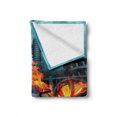 thumbnail image 2 of Cars Soft Flannel Fleece Throw Blanket, Hot Red Concept Car in Flames Blazing Tires Building and Birds Speeding Fast, Cozy Plush for Indoor and Outdoor Use, 70" x 90", Red Orange Blue, by Ambesonne, 2 of 6