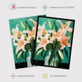 thumbnail image 2 of Peach Lilies Oil Painting Teal Green Pink Flowers in Glass Vase Colourful Art Print Framed Poster Wall Decor 12x16 inch, 2 of 5