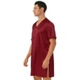 thumbnail image 3 of iiniim Men's Nightshirt Satin Nightwear Comfy V Neck Short Sleeve Soft Loose Pajama Sleep Shirt, 3 of 7
