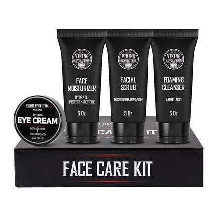 Viking Revolution Mens Facial Skin Care Kit with Face Moisturizer  Facial Scrub  and Eye Cream