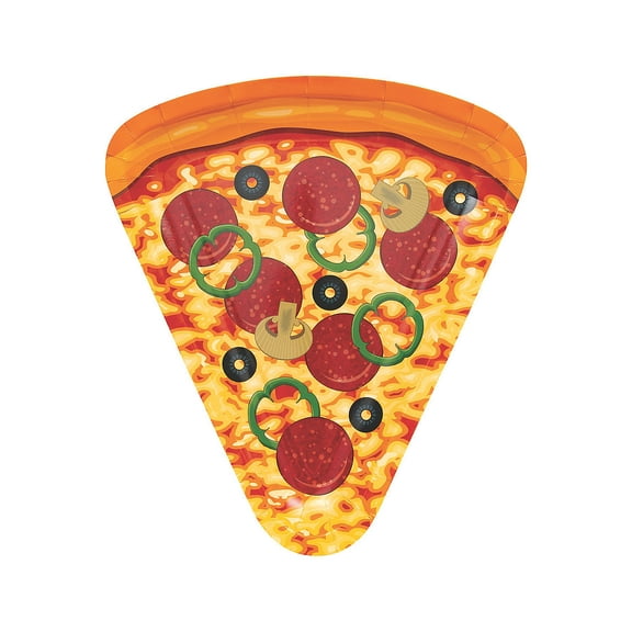 9" x 10 1/4" Pizza-Shaped Disposable Paper Dinner Plates – 8 count
