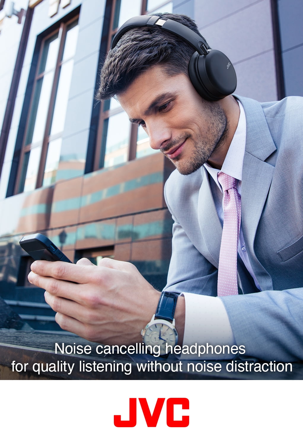 JVC Wireless Noise Canceling Over Ear Headphones, Bluetooth, Instant paring with NFC Technology, 20 hr battery - HAS91BNB, Black, One Size