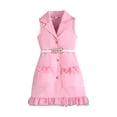 thumbnail image 4 of Odeerbi Vestido de Las Niñas Sin Mangas Blazer Entallado Solapa Ruffle Vestido de Camisa de Línea A Con Cinturón, 4 of 9