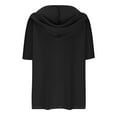 thumbnail image 4 of UAMVSH Hooded Sweaters for Women Short Sleeve Button Casual Pullover Tops Solid Color Drawstring Knitted Hoodie Fall Fashion(XX-Large,Black), 4 of 7