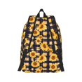 thumbnail image 2 of Yiaed Vintage Black White Plaid Sunflowe Print Backpack, Premium Laptop Backpack, Travel Backpack for Women, Lightweight Backpacks, Comfortable Back Pack-Medium, 2 of 7