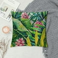 thumbnail image 2 of Creowell Get Orange Leaves Outdoor Throw Pillow Cover Green Tropical Palm Leaves Banana Leaves Brightness Leaves Decorative Pillows Farmhouse Cushion Cases Home Decor for Couch 18x18in, 2 of 5