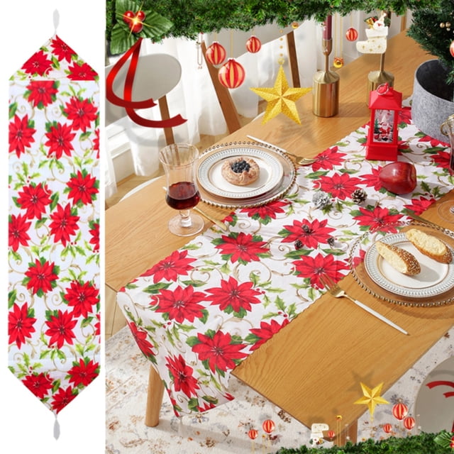 WHEANG Decorative Table Banner Christmas Decoration Table Runner New Year Festive Tablecloth Meal Coffee Table Table Mat