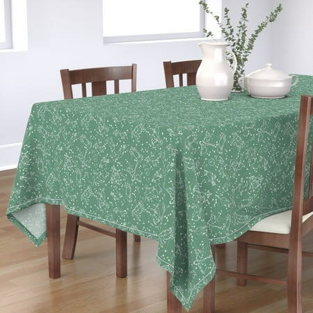 

Cotton Sateen Tablecloth 90 Square - Night Time Sky Animals Nursery Baby Kids Print Constellations Constellation Stars Celestial Teal Print Custom Table Linens by Spoonflower
