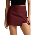 thumbnail image 4 of Skirts for Women Trendy High Waisted Corduroy Mini Skirt with Shorts Wine Red S, 4 of 9