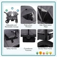 thumbnail image 4 of Cochecito BABY JOY Wagon para 2 niños, cochecito doble plegable con manillar ajustable, toldo extraíble, arnés de seguridad, portavasos, bandeja para aperitivos y bolsa de almacenamiento (gris), 4 of 9