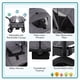 thumbnail image 4 of Cochecito BABY JOY Wagon para 2 niños, cochecito doble plegable con manillar ajustable, toldo extraíble, arnés de seguridad, portavasos, bandeja para aperitivos y bolsa de almacenamiento (gris), 4 of 9