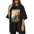 thumbnail image 4 of Plus Size Shirt for Women Black Tops for Women Short Sleeves Shirt for Women Beach T Shirt Crewneck Shirt for Women XL, 4 of 5