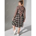 thumbnail image 3 of Más el tamaño de la tela escocesa con capucha con cordones de la línea vestido Rosegal Vestidos casuales de talla grande, 3 of 5