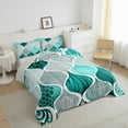 thumbnail image 3 of jejeloiu Boho Bohemian Style Bedding Comforter Set,Abstract Geometric Stripe Twin Comforter Sets,Cyan White Black Bedding Set For Men Women,Microfiber Bedroom Decor Reversible,2-Piece, 3 of 8