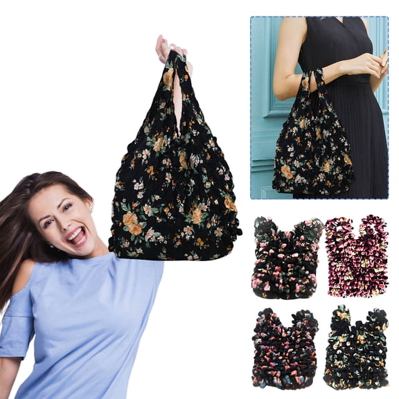 Msgweeeg Beaded Shoulder Bag Travel Sling Bag for Men Large Capacity Multipurpose Shopping Bag Tote Bag Telescopic Bag Pleated Bag for Work and Office