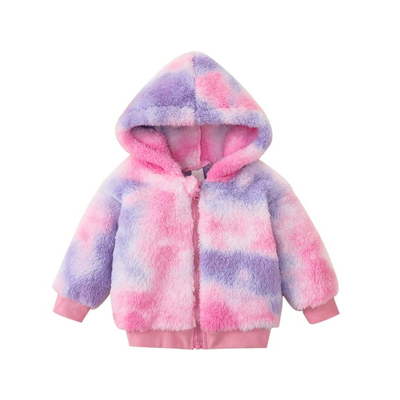 Baby Girls Hooded Jacket Little Kids Tie-dyed Zipper Outerwear 3-6 Months