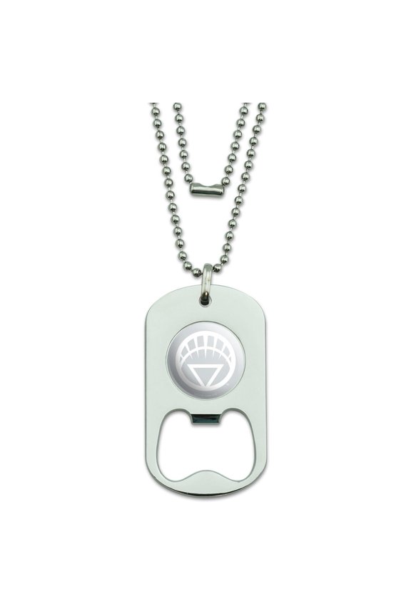 Green Lantern Blackest Night White Lantern Logo Military Dog Tag Bottle Opener Pendant