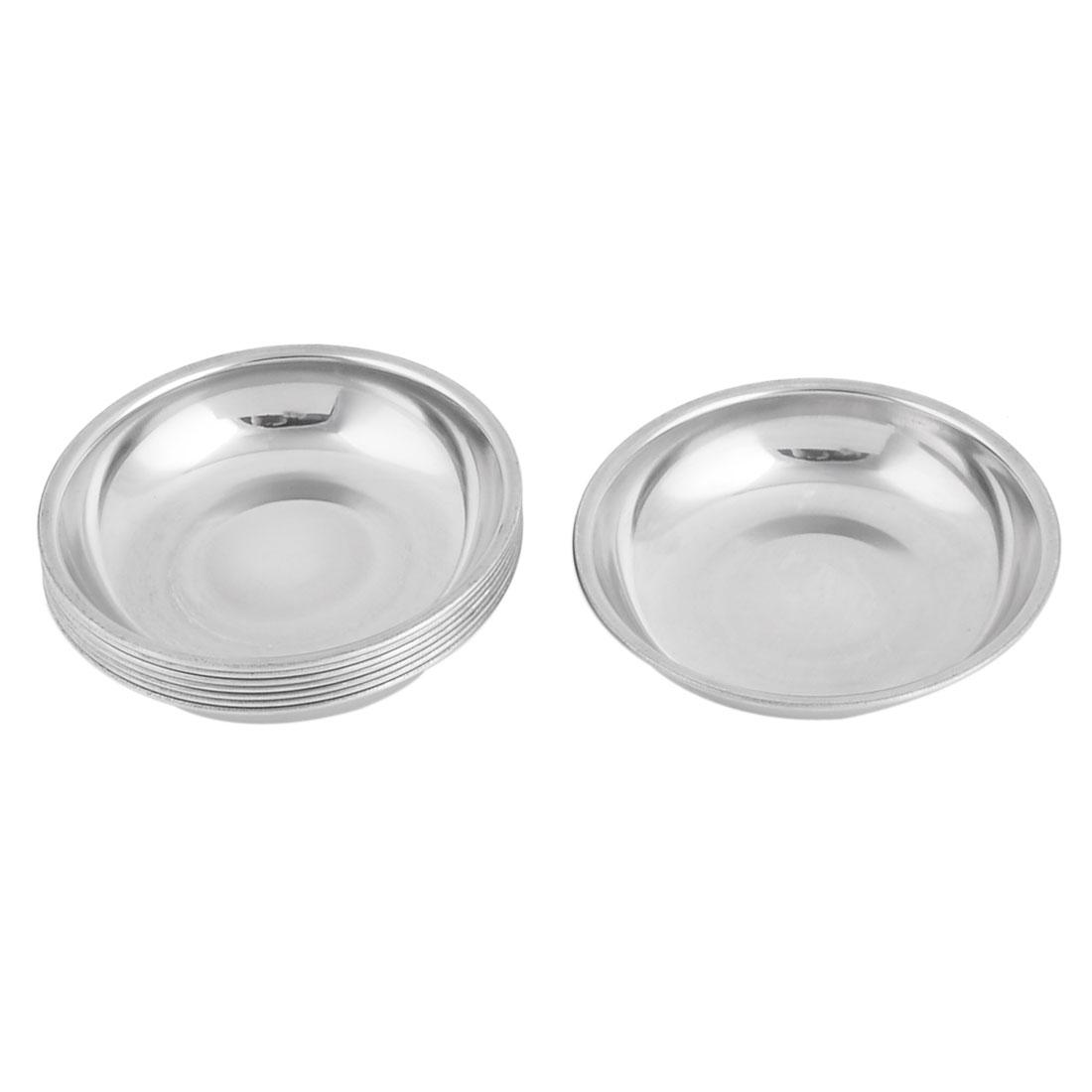8pcs 10cm Dia Stainless Steel Soy Sauce Container Dish Bowl Silver