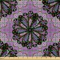 thumbnail image 2 of Ambesonne Purple Mandala Fabric by the Yard Microfiber, Vintage Boho, 10 Yards, Black Redwood Violet, 2 of 2