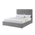 thumbnail image 5 of Inspired Home Caileigh Upholstered Velvet King Channel Tufted Bed with Acrylic Legs, Grey, 5 of 7