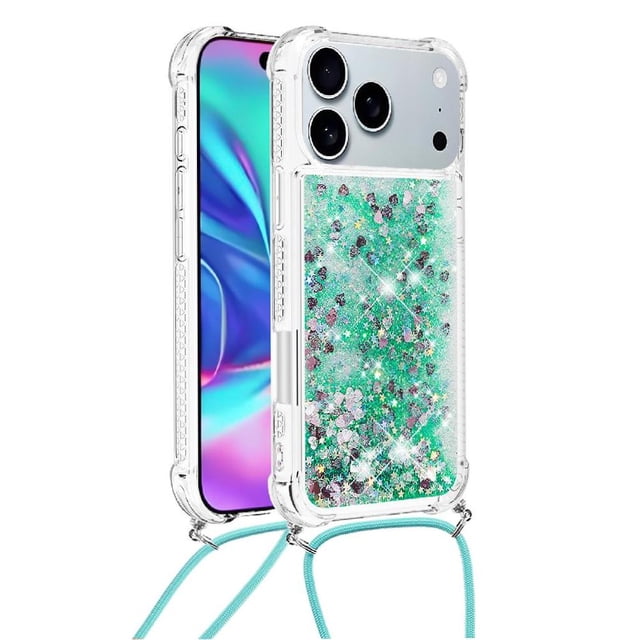 Funda FOXDOCK para iPhone 17 Pro Max con Cuerda Ajustable, Brillo Líquido, Protección Antigolpes y Lente – Ideal para Regalo
