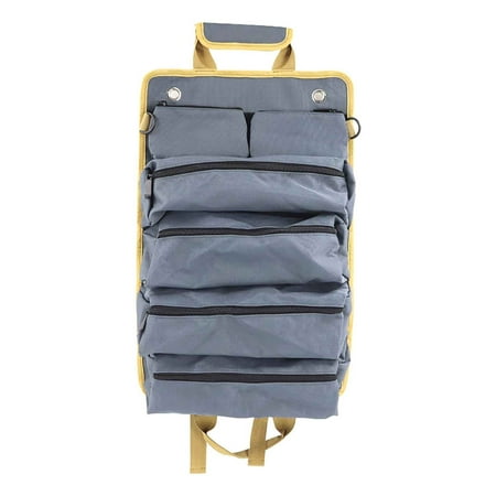 Aursykel Heavy Duty Multifunctional Canvas Tool Bag with 5 Zipper Pockets Compact Roll Up Design for Car and Motorcycle Repair Suit for Electricians and Carpenters Portable Tool StorageOrganizer