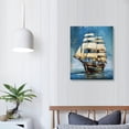 thumbnail image 3 of QCPP  Artworks Posters Vintage Sailboat Pirate Ship Sailing on Ocean Map Route Canvas Wall Art Posters Gifts Bedroom Paintings Home Decor Hanging Picture  12x16 in, 3 of 4
