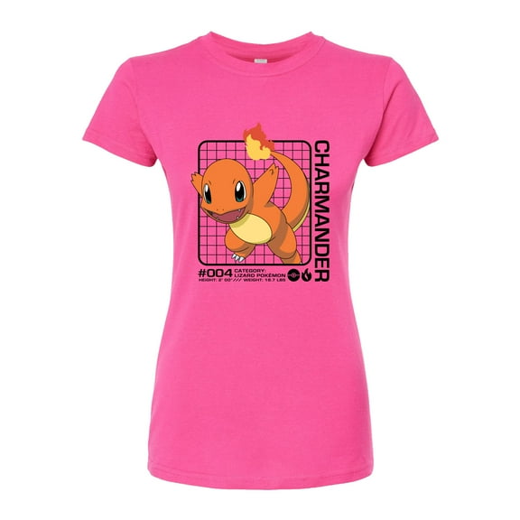 Pokémon - Charmander Stats - Juniors Fitted Graphic T-Shirt