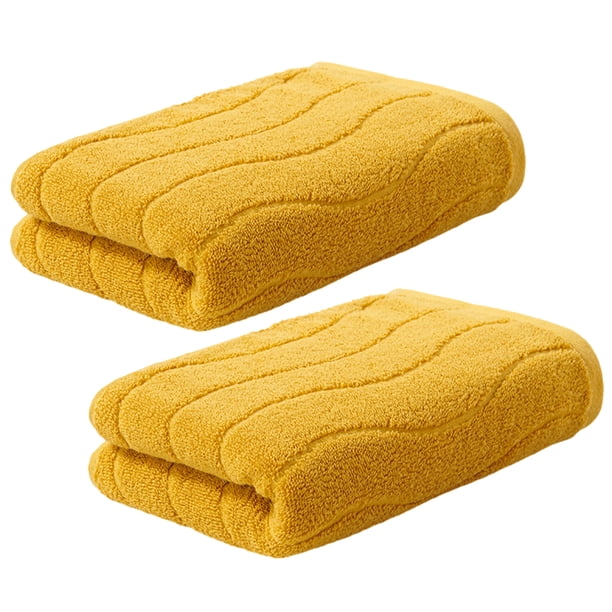 Juego de toallas de mano de 2 piezas, toallas de jacquard con rayas onduladas para baño, cocina, regalos (13 x 29 pulgadas, algodón)