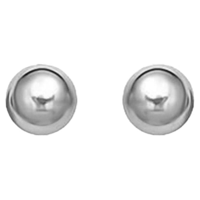Boucles d'Oreilles Clous Rondes Classiques en Or Blanc 14 K (6,0 mm)