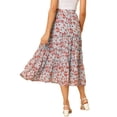 thumbnail image 3 of Unique Bargains Women's Floral Elastic Waist Chiffon Tiered A-Line Maxi Skirt M Blue, 3 of 7