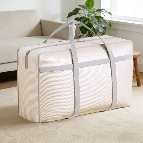 Large Storage Bag, Heavy-Duty Plastic Organizer for Clothes, Blankets, Travel, Moving, Home Bedroom Organization, Waterproof, Reinforced Handles, Durable Packing Tote