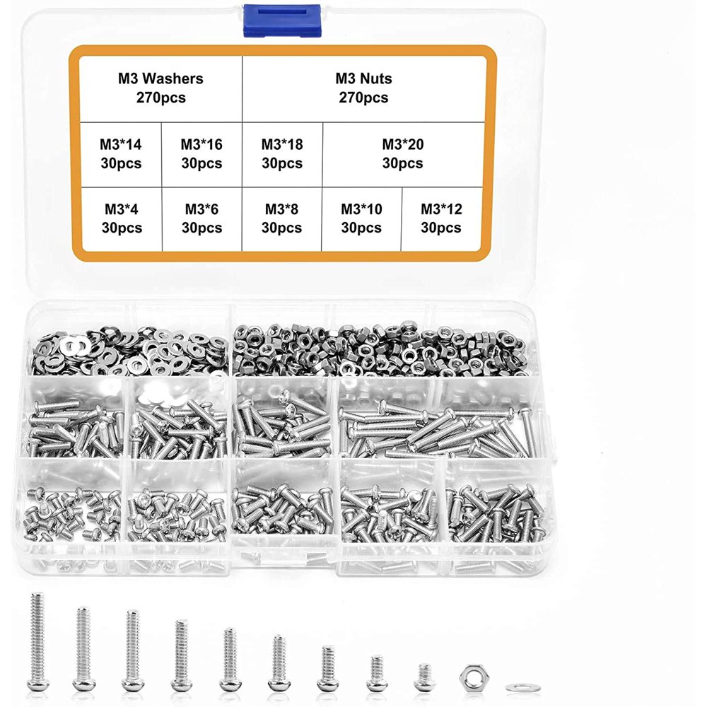 VIGRUE 810Pcs M3 Screw Assortment Kit 304 Stainless Steel Phillips Pan