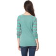 thumbnail image 6 of Women Striped Long Raglan Sleeves V Neck Top Green /M (US 10), 6 of 6