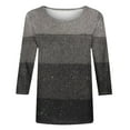 thumbnail image 4 of FAIWAD Hauts d'Été à Manches 3/4 pour Femmes, T-Shirt à Col Rond Imprimé Rayé, Blouse Ample Grande Taille, 4 of 4