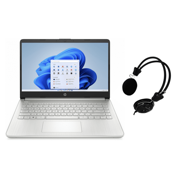 Laptop HP 14-dq0532la | Intel Celeron N4120 | 4GB RAM | 128GB SSD | 14" HD | Windows 11 | Diseño Liviano y Elegante | Teclado en Español. Bundle con audifonos.