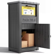 Nihsuao Package Delivery Box Outdoor with Lockable Secure, Waterproof & UV-Resistant, Anti-Theft Parcel, Large Double Wall Resin Outdoor Deck Box for Porches, Patios, Curbside, Black